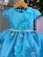Vestido Marie Jardim Encantado Luxo Azul Tiffany - Imagem 3