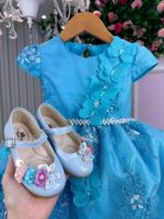 Vestido Marie Jardim Encantado Luxo Azul Tiffany - Imagem 4