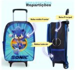 Kit Mochila Rodinhas + Lancheira + Estojo Sonic - Imagem 2