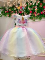 Vestido Mini Miss Temático Unicornio - Colorido - Arco iris - Imagem 7